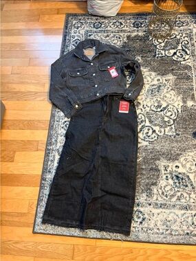 Levi's Strauss Black Washed Denim Jacket and Maxi Skirt Set